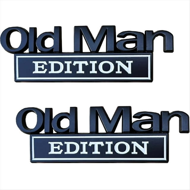 2 Emblemas de Coche Old Man Edition, Pegatinas Metálicas 3D, Emblemas de Coche Old Man Addition, Adhesivos Impermeables y Resistentes Al Óxido D