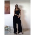 thumbnail image 4 of Women'S Wide Leg Sweatpants Baggy Straight Leg Sweat Pants with Pockets Black XL, 4 of 9