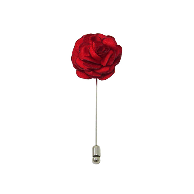 Solid Red Floral Lapel Pin