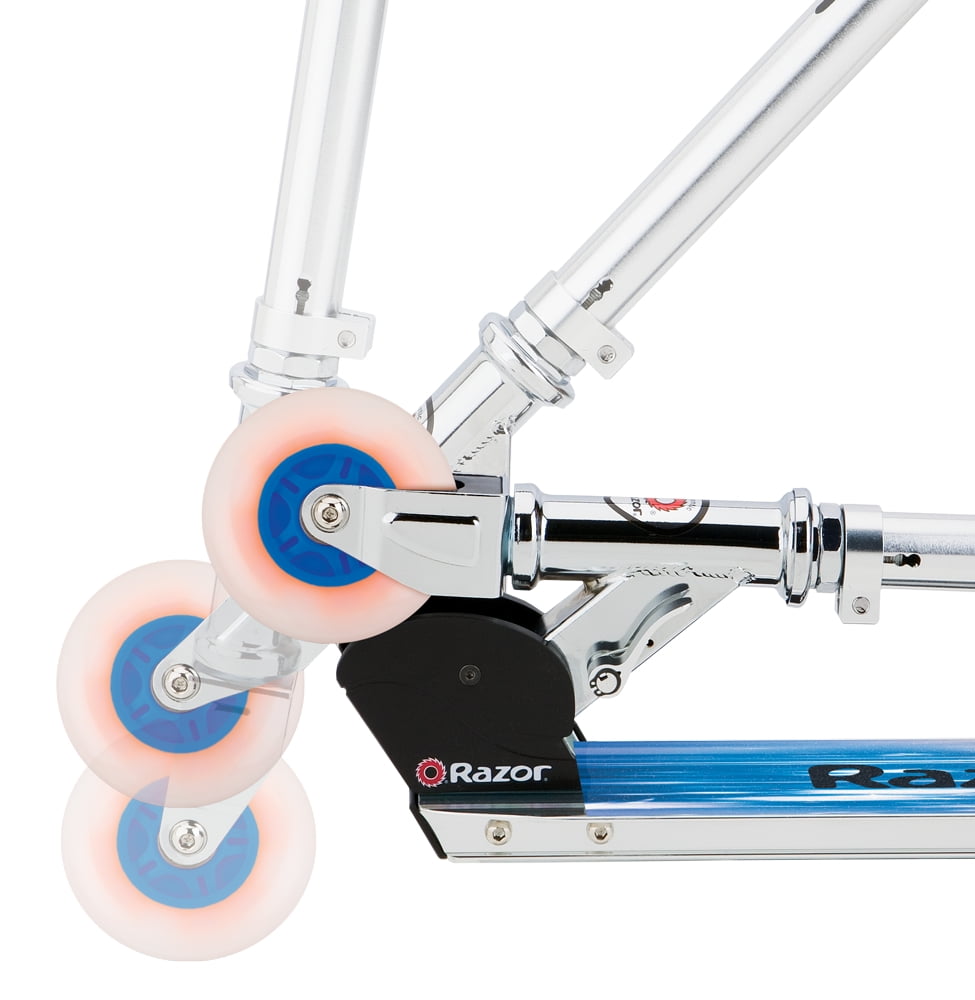 Razor Spark Ultra Folding Kick Scooter - Blue, LED Light-up Wheels, Lightweight, For Child Ages 8+