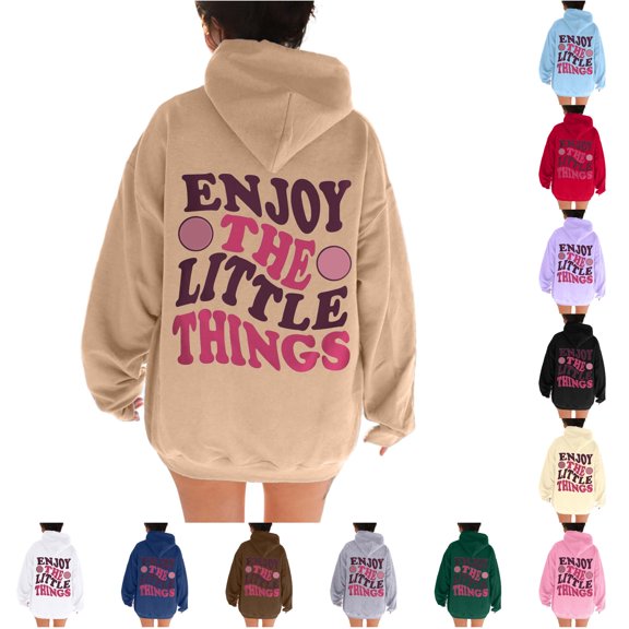 NinXxx Women's Print Hoodie Pullover for Daily Fall Winter Wear Khaki S