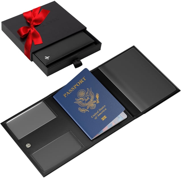 Flevel Pilot document holder Pilot wallet RFID-Blocking Pilot Gift Travel Wallet for Aviation Professionals v1 Black Classic