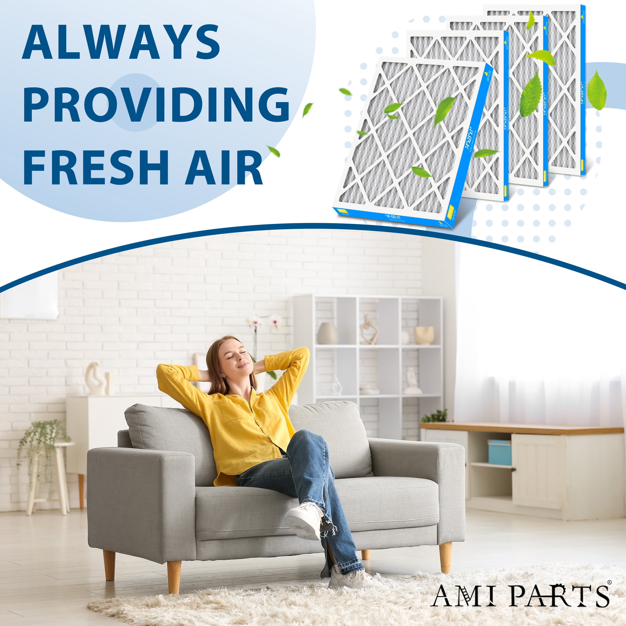 AMI PARTS 14x25x1 MERV 8 Pleated Filter,HVAC Furnace Air Filter Removes Pollen and Dust