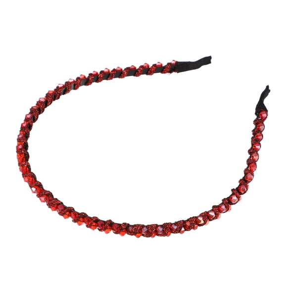 Unique Bargains 1 Pcs Rhinestone Hair Hoop Headband for Women 0.24 Inch Wide Red