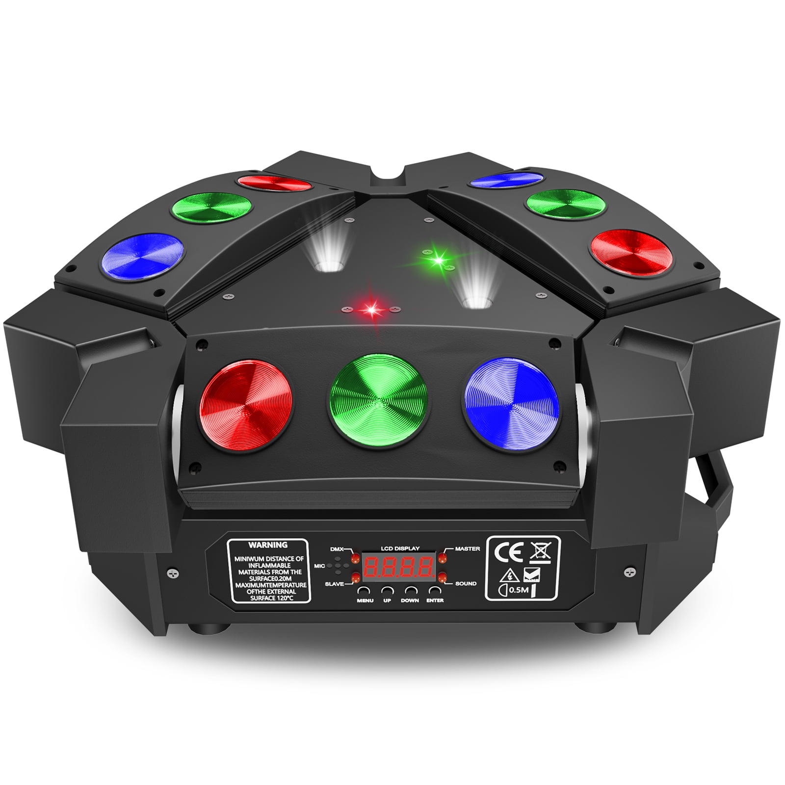 2Pack Mini Spider Moving Head Lights, 9 RGB LED DMX512/Sound Active for DJ Party Wedding Stage