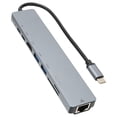 thumbnail image 2 of Estación de acoplamiento USB C 8 en 1 multifuncional tipo C a RJ45 USB 3.0 USB C HD con interfaz multimedia para computadora de escritorio y portátil, 2 of 12