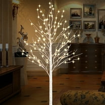 6FT Warm White Lighted Birch Tree Lights, 440LED Colors Changing Light Up Artificial TreeWarm White LED Tree Lights Branches for Christmas Home Garden Indoor Outdoor Décor