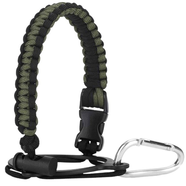 Portavasos trenzado con correa de mango Paracord de 7 núcleos para supervivencia al aire libre, senderismo, viajes, se adapta a botella de agua de boca ancha
