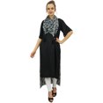 thumbnail image 3 of Bimba Women's Rayon Black Kurti Asymmetrical Hem Designer Kurta With Scarf - 8, 3 of 8