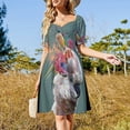 thumbnail image 4 of Vestido de manga corta con diseño abstracto de cacatúa australiana. Vestidos de noche para mujer. Vestidos de lujo para mujer., 4 of 7