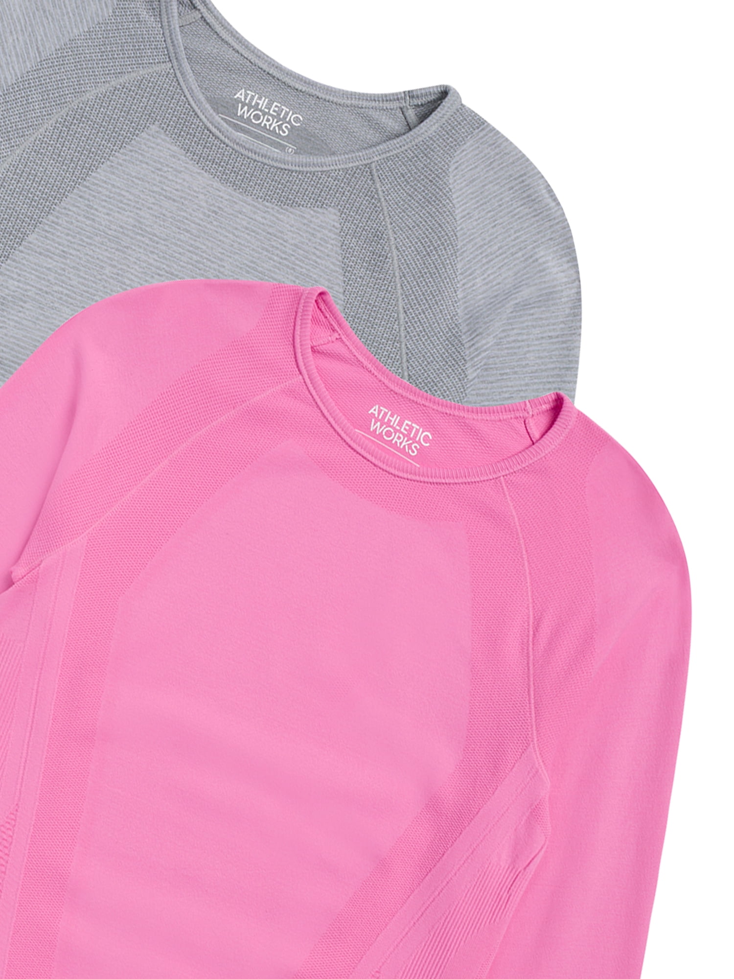 Athletic Works Girl's Active Long Sleeve Seamless Tee, 2-Pack, Sizes 4-18