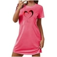 thumbnail image 2 of Camisón corto de San Valentín para mujer, talla grande, estampado en el pecho, cuello redondo, manga corta, 2 of 3