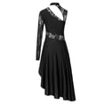 thumbnail image 4 of YiZYiF Womens Modern Lyrical Dance Dress Waltz Costume One Shoulder Long Sleeve Sheer Lace Leotard Dress, 4 of 7