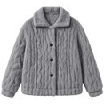 thumbnail image 3 of Cethrio Girls Fleece Jacket, Long Sleeve Warm Collared Button Front Winter Outerwear Size 11-12 Years Gray, 3 of 6