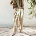 thumbnail image 2 of Bmisegm Women's Casual Pants High Waist Loose Wide Leg Trousers for Daily Wear or Relaxed Fit No Pockets Easy Care Machine Washable Gold M, 2 of 6