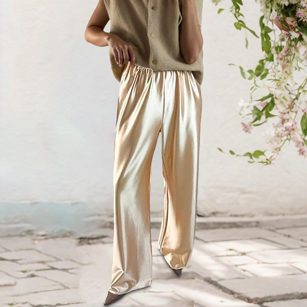 WILLBEST Pantalones Casuales de Mujer, Cintura Alta, Corte Holgado, Cómodos, Pierna Recta y Suelta, Ideales para Todas Las Estaciones, Atuendo Elegante para Uso Diario. Grande