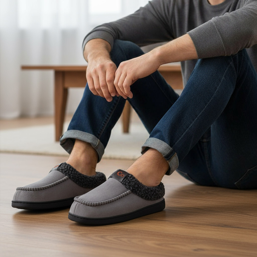Ecetana Men's Memory Foam Fuzzy Slippers photo 2