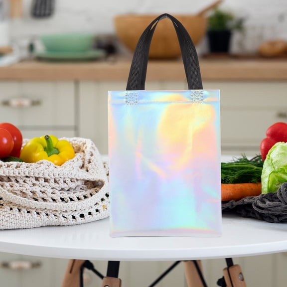 PENIKOKO 20 Pcs Iridescent Bags Non Woven Reusable Tote Bag Multi Thank You Bags With Handles