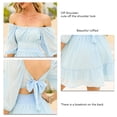 thumbnail image 4 of Vestido de mujer Ticfox con manga media linterna y lazo en la espalda Mini vestido volantes verano Azul cielo M, 4 of 5