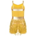 thumbnail image 5 of CHICTRY Kids Girls Sparkling Sequins Tassels Modern Dance Leotard Adjustable Straps Latin Jazz Dance Competition Jumpsuit Gold 10, 5 of 7