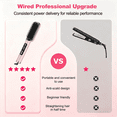 thumbnail image 2 of Hair Straightener Brush, Anti-Scald Ceramic Straightening Brush with 4 Temp & 35s Fast Heating, Anti-Tangle Flat Iron Hot Comb, Dual Voltage, Pink, 2 of 9