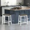 thumbnail image 7 of ERGOMASTER Bar Stools, 26 Inch Counter Height Saddle Stools, Solid Wood Legs with Leather Upholstered Seat for Kitchen Island (1, White + Grey), 7 of 7