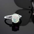 thumbnail image 5 of Gem Stone King 925 Sterling Silver Cabochon White Simulated Opal and White Diamond 3-Stone Engagement Ring for Women (2.16 Cttw, Available in Size 5, 6, 7, 8, 9), 5 of 5