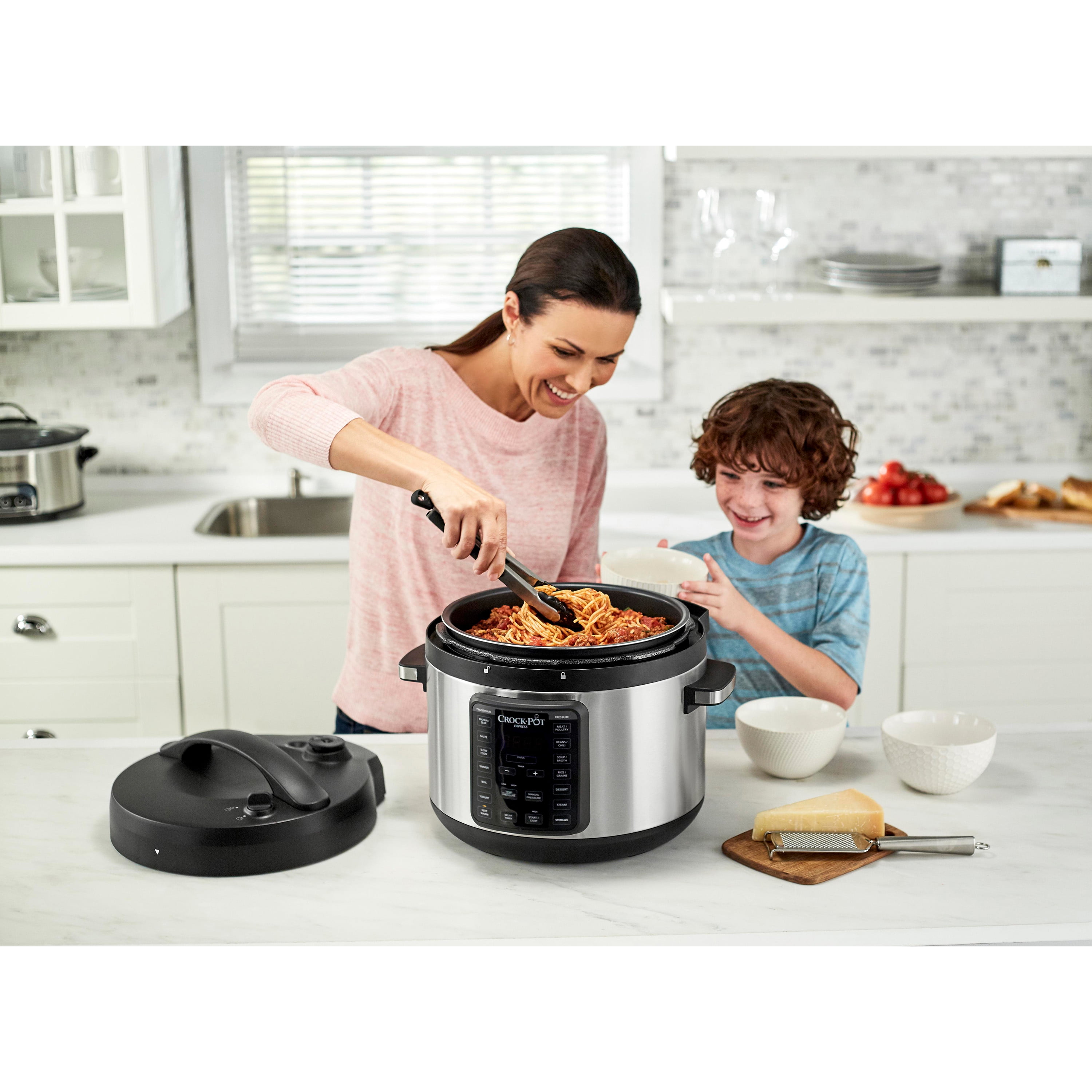 Crock Pot 10 Qt. Express Crock Pressure Cooker with Easy Release Steam Dial Stainless Steel Walmart