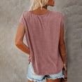 thumbnail image 3 of YEJIMAN Pink Patriotic Shirts For Women, Polyester,Spandex,cotton Plus Size Tunic Tops, Women Cap Sleeve Summer Casual Tops V Neck Solid Color Casual Shirts Loose Fit Blouse, 3 of 5