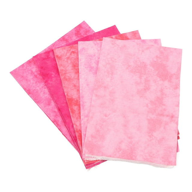 5 piezas de tela de algodón para acolchado, teñida con tintes, de 50 cm de largo y 45 cm de ancho, suave, para patchwork, manualidades, bricolaje y reparaciones, color rosa (5 piezas)