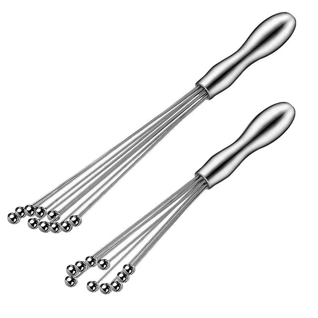 2 minibatidoras de bolas de acero inoxidable de 10 y 12 pulgadas, batidora manual