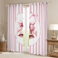 thumbnail image 2 of Homewish Girly Xmas Bell Black Out Curtains for Girl, Kawaii Christmas Ribbon Curtains Pack of 2 (42x63 Each), Chic Stripe Abstract Bedroom Curtains, Window Curtains Decor, 2 of 6