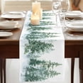 thumbnail image 3 of Forest Green 120 Inch Table Runner, Spring Summer Watercolor Pine Tree Farmhouse Dresser Scarf Cotton & Linen Tablerunner for Dining/Kitchen Island/Holiday Party Décor 13" x 120", 3 of 9