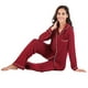 Red Home Clothes Pajamas Women's Spring/Summer Modal Long Sleeve Cardigan Two Piece Set – image 3 sur 5