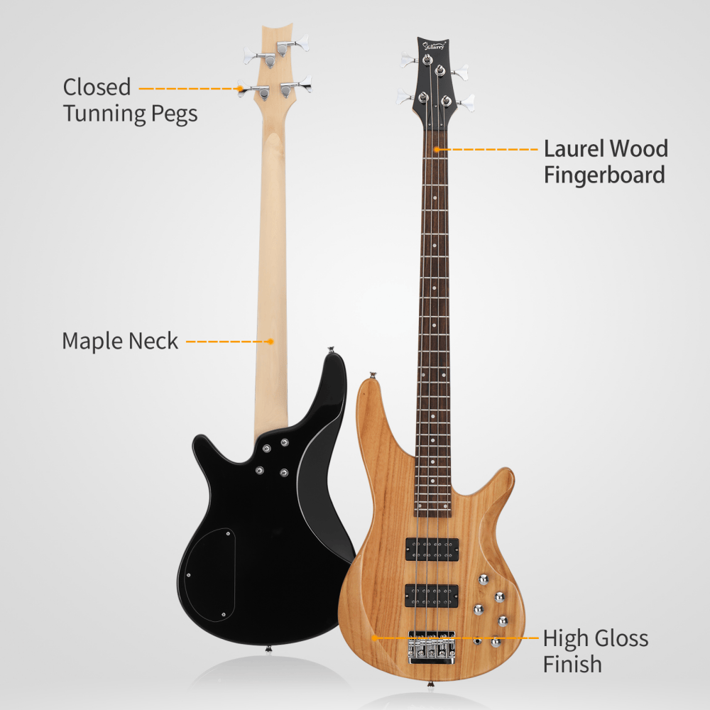 Tcbosik Electric Bass Guitar 4 String, 44 inch Bass with H-H Pickup & Laurel Wood Fingerboard, Bag and Other Accessories, Beginner Starter Kit, Burlywood