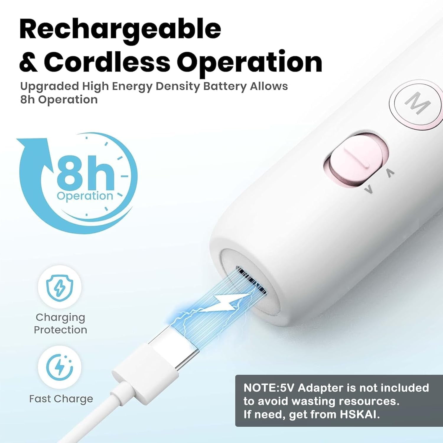 5pcs Nail Drill Electric Nail File - Cordless Professional Nail Filer for Acrylic Gel Nails Thick Toenails, Portable Nail Drill Machine Kit for Manicure Pedicure Nail Dremel Grinder Efile