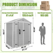 6×4.4ft Storage Shed, Enyopro Resin Sheds with Floor, All-Weather Large Tool Plastic shed with Double Lockable Door, Bike Storage Resin Shed with Window for Garden, Lawn, Patio