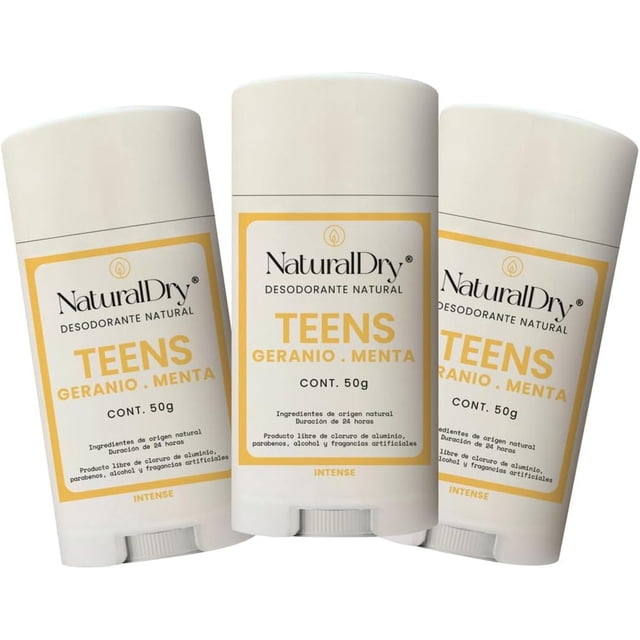 NaturalDry - Desodorante Corporal Teen Intense - Sin aluminio - Sin Parabenos - Elimina malos olores