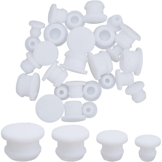 32 tapones de silicona reutilizables para salero y pimentero de 4 tamaños, de 0,2" a 0,43", para salero y pimentero, de repuesto redondo, para botellas de cocina casera