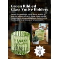 thumbnail image 6 of Serene Spaces Living Set of 4 Green Ribbed Glass Tealight Holders, Perfect for Weddings and Home Décor, Measures 2.25" Tall and 2" Diameter, 6 of 6