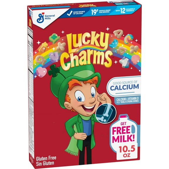 Lucky Charms Gluten Free Cereal with Marshmallows, Kids Breakfast Cereal, 10.5 oz pack of 2
