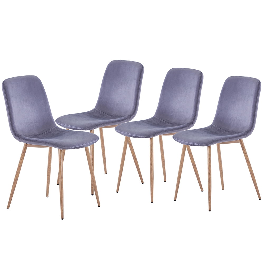Veryke Eames Style Dining Chairs Set of 4, Modern Velvet Side Chairs with Metal Legs and Padded
