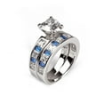thumbnail image 2 of Kaeli Wedding Ring Set for Women Engagement Matching Band CZ Blue Ginger Lyne Collection, 2 of 5