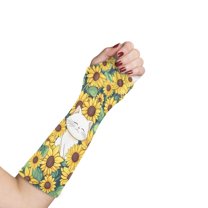COEQINE Sunflower Cat Arm Cast Covers Size M Cast Protector for Shower Arm Child Breathable Soft Arm Cast Protector with A Thumb Hole Scratch Sleeves After Surgery Gifts