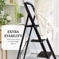 thumbnail image 4 of 2 Step Ladder Folding Step Stool with Wide Anti-Slip Pedal, Convenient Handgrip, Portable Steel Step Stool, 300 lbs Sturdy Steel Ladder for Household and Office,White, 4 of 8