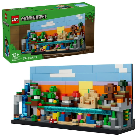LEGO Minecraft Mini Biomes Building & Pretend Play Toy for Boys & Girls - Video Game Playset & Toy Figures for Preteens, Ages 12   - W/2 Minifigures & 3 Microfigures - Gift Idea for Birthdays - 21589