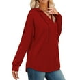 thumbnail image 5 of cocolona Hoodies for Women V Neck Drawstring Sweatshirts Fall Long Sleeve Shirts Fashion Solid Color Tops Casual Loose, 5 of 6
