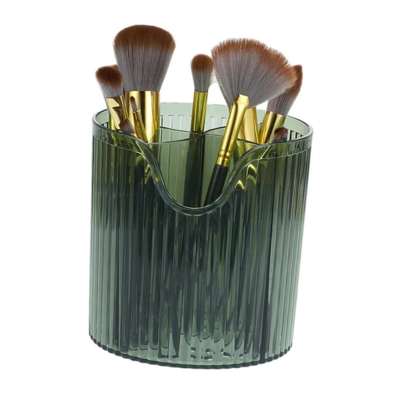 Unique Bargains Makeup Brush Cup 4 Slot Makeup Brush Holder for Vanity for Bathroom Countertops Clear Green