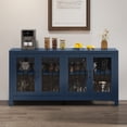 thumbnail image 3 of Dextrus 63" Sideboard, Buffet Cabinet with Storage & 4 Glass Doors, Buffet Storage Cabinet, Kitchen Sideboard for Dining Room, Kitchen, Blue, 3 of 11