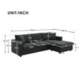 thumbnail image 3 of Euroco 100" Modern L-shaped Sofa 4-seat Sectional Sofa with 2 Pillows, Convertible Ottoman for Living Room, Apartment, Office, Black, 3 of 8
